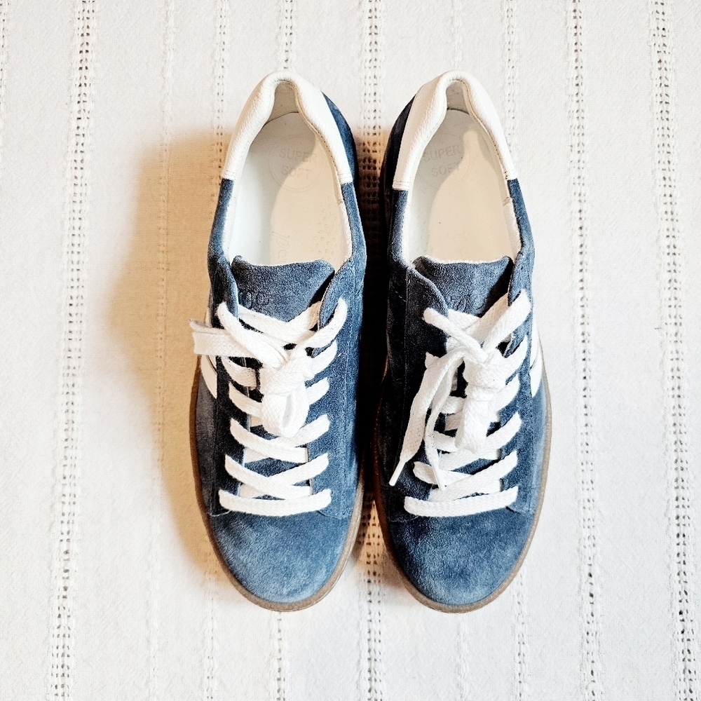 Paul Green Renner Sneakers Suede Handmade Leather Lake White Combo Lace Up 6.5 - Picture 4 of 14